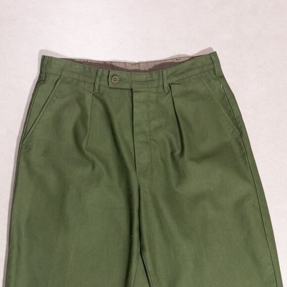 Swedish Army 70s Military 1974 C96 Vintage Green Button Fly Work Pants 30x29 - Picture 3 of 6